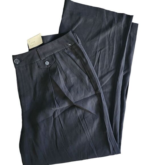 A New Day Womens Black High Waist Pleated Front Wide Leg Pants Size 12 Regular - Picture 5 of 5
